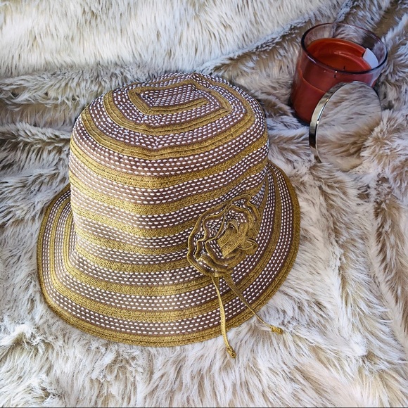 Kathy Jeanne Accessories - NWOT Kathy Jeanne Brown/White Beach Hat